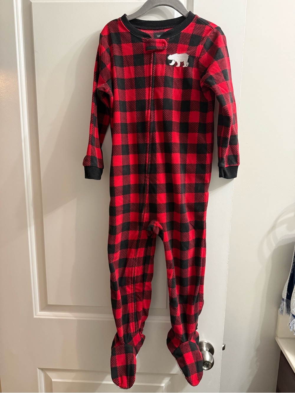 Just One You by Carter's Red and Black Buffalo Plaid Footed One-Piece Pajamas